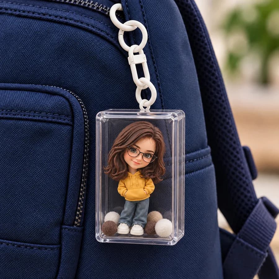 Foto convertida en colgante dentro de una funda transparente